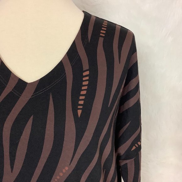 Gudrun Sjoden Brown & Black Wavy Stripe Long Sleeve Dress - Picture 2 of 7